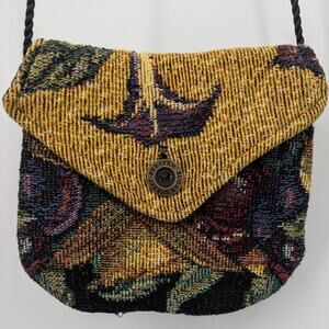 Vintage Sugar Street Weavers Tapestry Crossbody Bag Floral Boho Purse 7.5x6.5